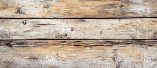 Aufkleber - Worn light colored wooden planks texture with varying shades of brown and beige positioned horizontally creating flat lay copy space on surface