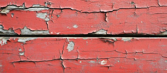 Aufkleber - Weathered rustic red wooden planks with deep cracks and peeling paint in a grunge style creating a textured background with earthy tones