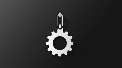 Poster - Gear with Chain, simple, flat design, dark background, for icons, logos, or illustrations