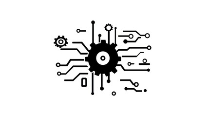 Poster - Abstract gear and circuit design, technology concept, graphic element