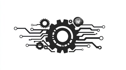 Poster - abstract gears and circuit board design, technology background, possible use in tech brochures