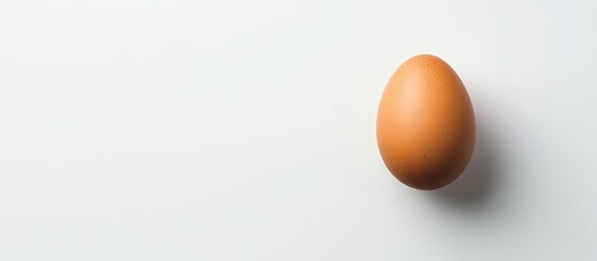 Aufkleber - Single brown chicken egg positioned on the right side of a light white background, ample copyspace available for text overlay.