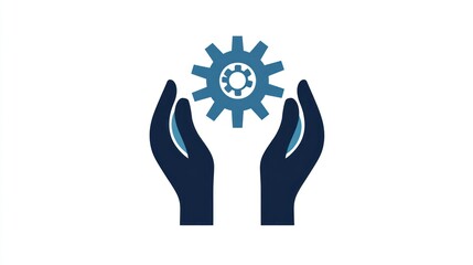 Poster - Hands Protecting Gear, Support System Icon