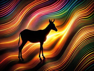 Poster - Silhouette Animal Print Backdrop: Wavy Lines Graphic Design Stock Photo