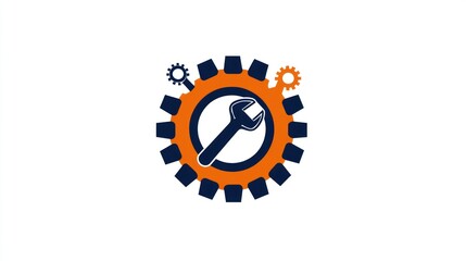 Poster - Gear and Wrench Logo for Repair or Maintenance