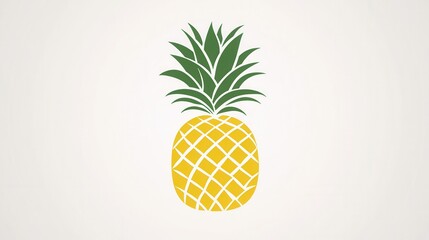 Poster - Pineapple minimalist logo featuring geometric abstraction in bright tropical yellow and green colors perfect for branding or decoration