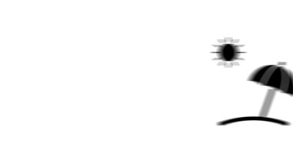 Poster - Animation set, beach symbol. Animations: transparency, zooms, transition top to down, transition left to right, slide up to down, slide left to right