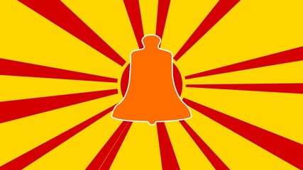 Poster - Vintage bell symbol on the background of animation from moving rays of the sun. Large orange symbol increases slightly. Seamless looped 4k animation on yellow background