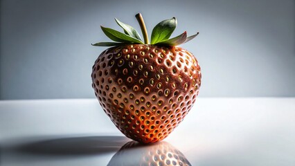 Poster - Silhouette of Strawberry Bronze Sculpture on White Background - Stock Photo