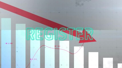 Poster - Animation of declining bar graph with red arrow and data points in school