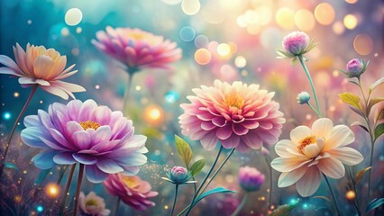Poster - Soft Focus Watercolor Flower Abstract Design, Bokeh Background, Artistic Floral Image