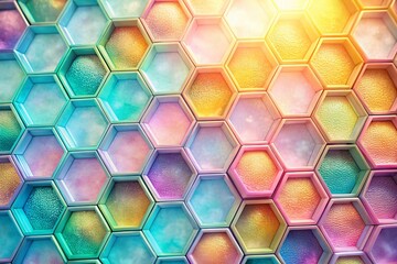 Poster - Soft Pastel Honeycomb Texture Background - Abstract Geometric Design