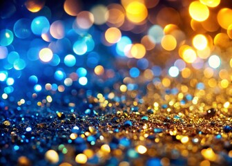 Poster - Sparkling Gold & Blue Blurred Background: Candid Photo