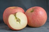 Fuji Apples. Red Delicious Apples with Dew on Agriculture Farm Background