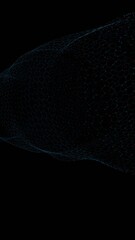 Aufkleber - flowing hexagonal mesh with subtle colored nodes forming a wave-like structure on a black background