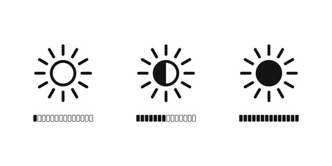 Wall Mural - Brightness level icon. Contrast brightness adjustment icon collection. Brightness control icons set.
