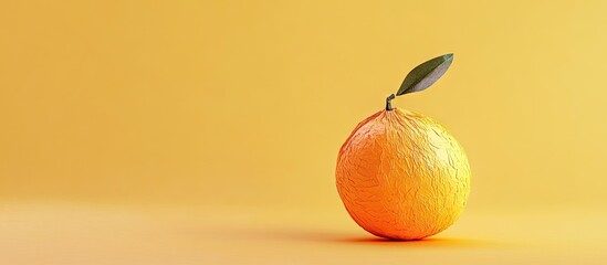 Leinwandbilder - Artistic representation of a paper orange with textured surface on a vibrant yellow background featuring soft light and ample copy space for design use.