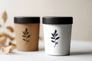 Poster - Elegant minimalist spice jar design showcases simple black and white herbal branding against a soft background
