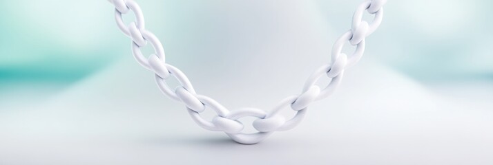 Poster - Luxurious white silk texture with elegant chain detail highlighting smooth fabric quality