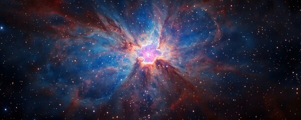 Wall Mural - colorful nebula with stars forming intricate patterns