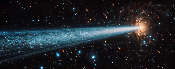 Wall Mural - cosmic rays illuminating a distant galaxy