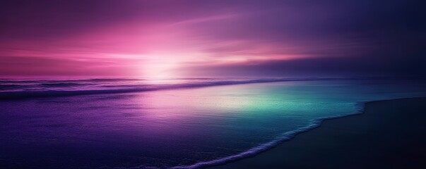 Wall Mural - infinite space with glowing purple and green tones