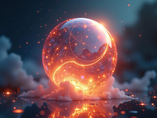 Wall Mural - magic ball, accessory of wizard, fantasy element for design. predictions, witchcraft. cover of a mag