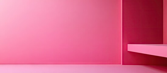 Leinwandbilder - Vibrant pink interior showcasing varying shades against a uniform pink background with smooth geometric shapes and a minimalist design.