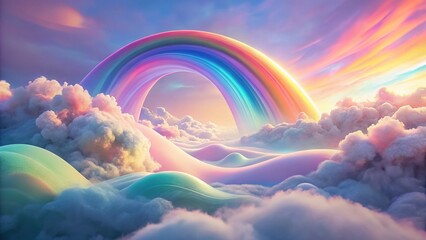 Poster - Subtle Organic Rainbow Illustration: Pastel Hues Abstract Art Background