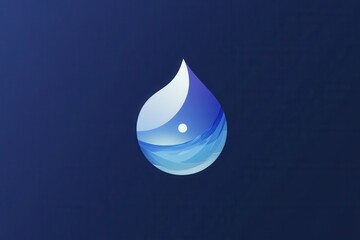Aufkleber - Minimalist water drop logo with a clear reflection and cool blue tones for a clean branding aesthetic
