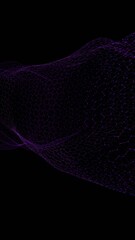 Leinwandbilder - Flowing hexagonal mesh with subtle colored nodes forming a wave-like structure on a black background, creating a futuristic and minimalistic design

