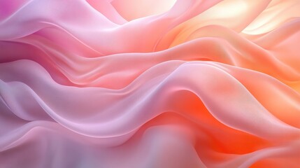 Poster - Beautiful flowing fabric in shades of pink and orange creating a smooth and calming texture at sunrise