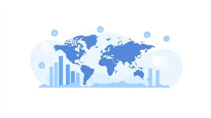Poster - World map with global data, business analytics, stock image