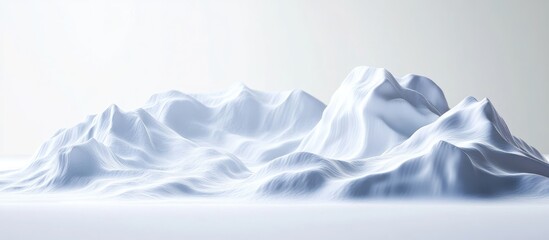 Wall Mural - Snowy mountain range with soft white texture, subtle shadows, foreground focus, set against a clean light background creating a serene atmosphere.