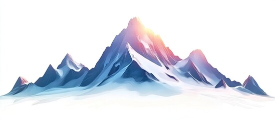 Wall Mural - Majestic Mount Everest mountain peak with sharp ridges and snow-covered slopes, illuminated with warm sunlight against a clean white background