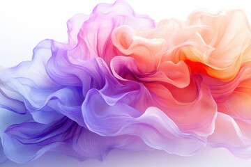 Fototapete - Vibrant abstract artwork showcasing flowing waves of color blending together in soft, ethereal textures against a light background