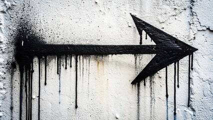 Poster - Surreal Black Graffiti Arrow Overspray on White Background - Abstract Street Art Texture
