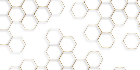 Fototapete - abstract background golden hexagon stock line background. abstract artistic of geometric background 