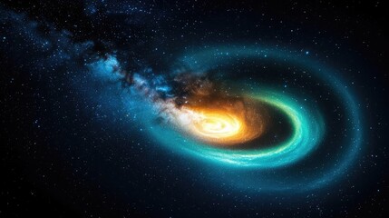Poster - Aurora borealis northern lights concept. A vibrant digital depiction of a swirling galaxy in deep space, showcasing cosmic beauty.