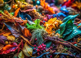 Poster - Surreal Foliage Texture: Recycled Materials & Nature's Fantasy