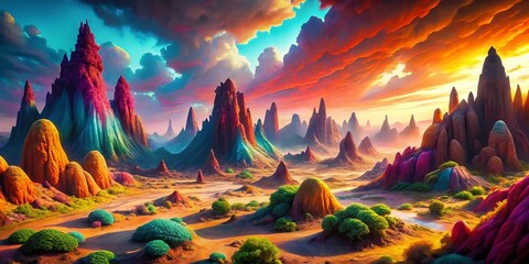 Poster - Surreal Landscape: Abstract Texture Contrast Background - Dreamlike Nature Scene