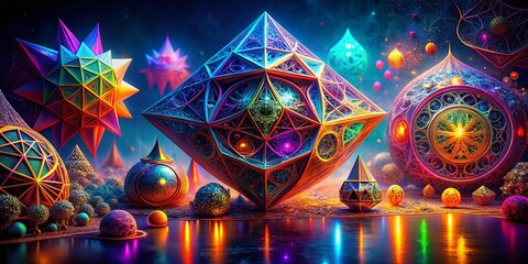 Poster - Surreal Low-Light Science Illustration: Evolving Mathematical Forms