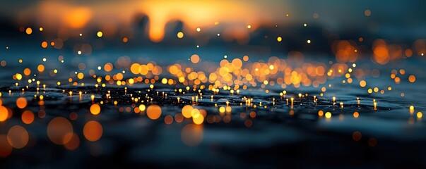 Poster - Aurora borealis northern lights idea. Glowing bokeh lights create a dreamy atmosphere at sunset, blending nature and magic.