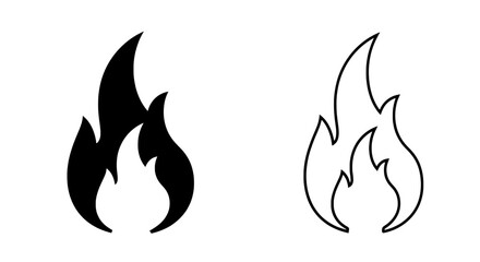 Poster - Burning Desire: A dynamic duo of flames, one a bold black silhouette, the other a delicate outline, symbolizing raw energy and transformation. A captivating visual representation of passion.