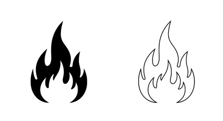 Poster - Fiery Elements: Two depictions of fire, one solid and one outlined, ready to ignite your projects with dynamic intensity.