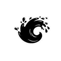 Poster - Dynamic Splash Illustration: A stylized depiction of a splash, rendered in bold black and white. The flowing forms create a sense of movement and energy.
