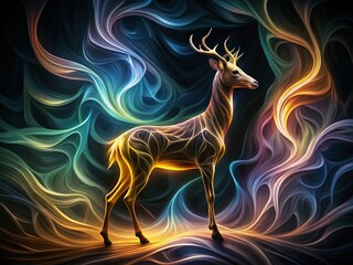 Poster - Surreal Organic Animal Silhouettes: Line Art Texture Background
