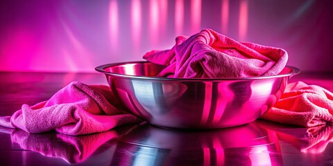 Poster - Surreal Pink Towel in Stainless Steel Sink: Dreamlike Photography