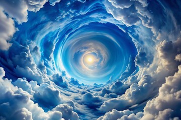 Poster - Surreal Sky: Vibrant Blue Heaven Piercing White Cloud Canvas