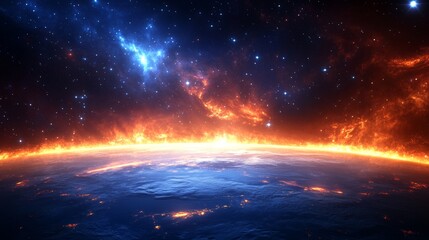 Wall Mural - an ethereal astronomical setting with a planet adorned by rings and clouds suspended in space